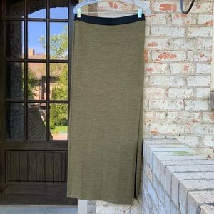 FOREVER 21 Olive Green Maxi Skirt High Slit NWOT